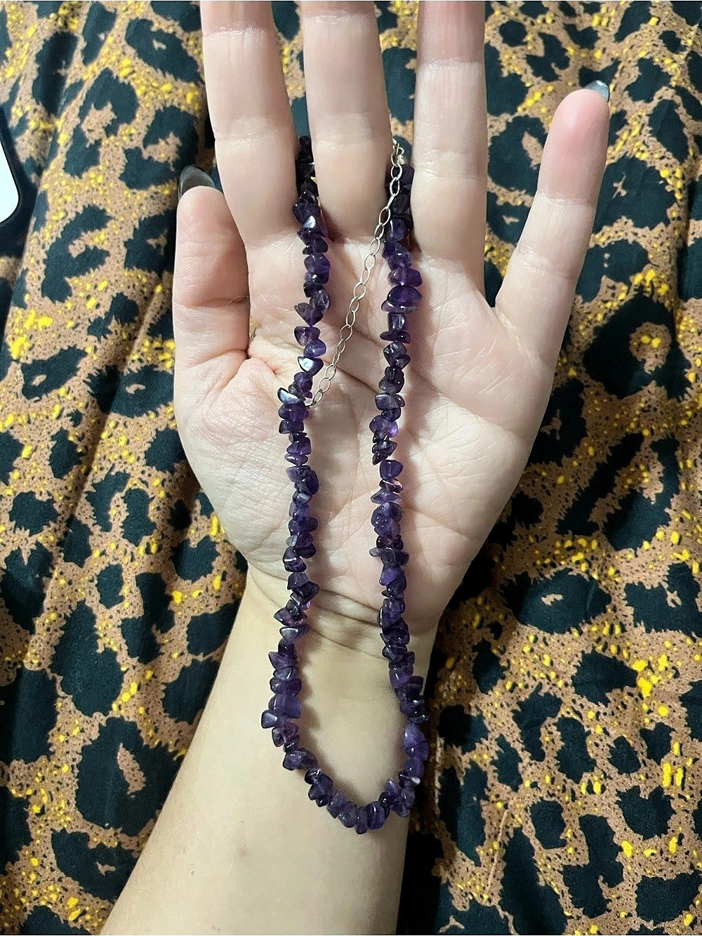 Purple Stone Chain Necklace Like New